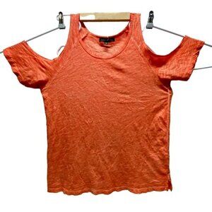 Sanctuary Cold Shoulder Top Women's Small Bright Orange Slub Lightweight NWOT